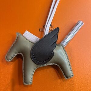 Lambskin Horse Pegasus Bag Charm in Deep Brown and Tan